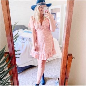 Nordstrom Melloday pink polka dot dress Sz XL 🌼